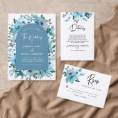 Elegante Hochzeitsfeier mit weißen dustigen blauen Einladung (Personalisiere diese Kollektion eines unabhängigen Creators.)