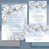 Boho Elegant Winterstaubblau und Elfenbeinblauer B Begleitkarte