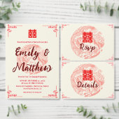 Dragon und Phoenix rotes chinesisches Hochzeitsban Menükarte (Personalisiere diese Kollektion eines unabhängigen Creators.)