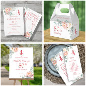 Bilingual Peony Chinese Longanvity Birthday Menu Menükarte