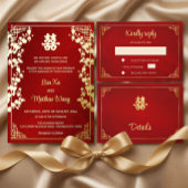 BILINGUAL Gold Frame Red Chinese Wedding Einladung