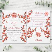Red Cherry Blossom White Chinese Wedding Tischnummer (Personalisiere diese Kollektion eines unabhängigen Creators.)