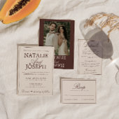 Fancy Schokoladenbraun Old Money QR Code Hochzeit  Einladung