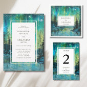 Weihnachts-Aurora-Waldsee-Nachthimmel-Hochzeit Tischnummer