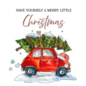 Weihnachten - Rotes Auto & Baum Karte