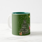 Collection "Christmas Dogs" mit Husky im Wald Zweifarbige Tasse (Vorderseite Links)