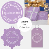 Weihnachten von Santa Personalisiert Lila Lilac Runder Aufkleber