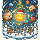Cute Animals Celebrating Christmas in Snow Poster