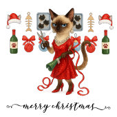 Christmas Funny Glam Siamese Cat Holiday Große Geschenktüte