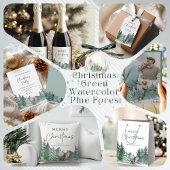 Weihnachten Grüner Wasserfarbenwald Urlaub Einladung