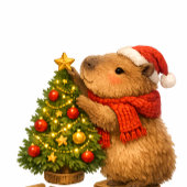 Christmas Capybara schmückt Baum Fliese