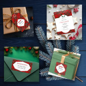 Niedlich Red Kariert Frohe Weihnachten Adressaufkleber