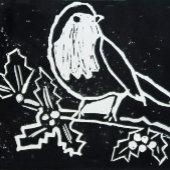 Weihnachten Roter Robin, Grüne Holly Rote Berries Poster