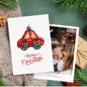 Frohe Weihnachten Retro Car Ornament Geschirrtuch