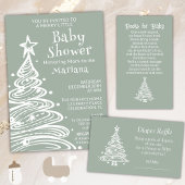 Christmas Green Neutral Baby Dusche Danke Karte