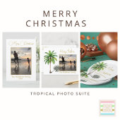 Weihnachtsfamilien Foto Tropical Palm Tree Keramik Ornament