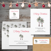 Tropical Merry Christmas Palm Trees Beach Rechteckiger Pappuntersetzer