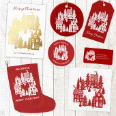 Weihnachtsdorf Red White Geschenkanhänger