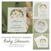 Weihnachts-Wasserfarbe-Grün Winter-Baby-Sprinkle Serviette