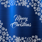 Weihnachts-Party White Snowflakes Nave Blue Runder Aufkleber