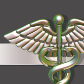 Caduceus Medical Chrome Holographic 3D Schreibtischunterlage