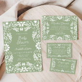 Terracotta Papel Picado Mexican Green Baby Dusche Einladung