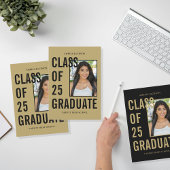 Klasse der 25 Black & Gold Foto Graduation Party Pappteller