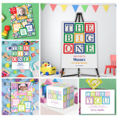 Classic Blocks Theme Simple First Birthday Invitat Einladung