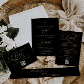 Black Gold Elegante Calligrafy Wedding Serviette