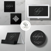 Minimalistischer Monogramm-QR-Code Quadratische Visitenkarte