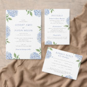 Blue Hydrangea Border Classic Wedding Paper Menü (Personalisiere diese Kollektion eines unabhängigen Creators.)