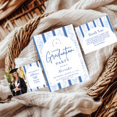 Classic Blue Toile Graduation Party Einladung