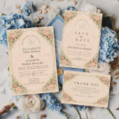 Classic Blush Rose Arch Wedding RSVP Karte