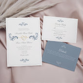 Vintages Dusty Blue Wedding Menu Menükarte