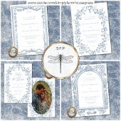 Classic Elegant Dusty Blue Floral Swag Wedding RSVP Karte