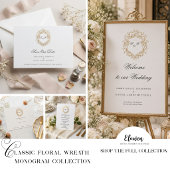 Klassischer Blumenkranz-Monogramm-Hochzeit Serviette