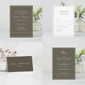 Classic Script Elegant Wedding Custom Olive Dankeskarte