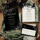 Classic Gothic Black Wedding Website QR Code Begleitkarte