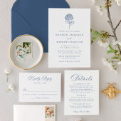 Classic Navy Hydrangea Photo Wedding Save The Date