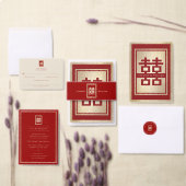 Rectangle Double Happiness Chinese Wedding Foto Dankeskarte (Personalisiere diese Kollektion eines unabhängigen Creators.)