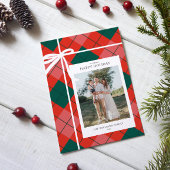Red and Green Plaid Family Photo Christmas Fleecedecke