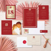 Classic Square Double Xi Red Gold Chinesisch Hochz Tischnummer
