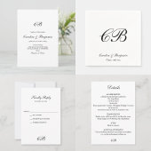 Elegant Black and White Script Monogram Wedding Weinetikett