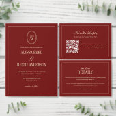 Elegant Wine Red Script Monogram Wedding Menükarte (Personalisiere diese Kollektion eines unabhängigen Creators.)
