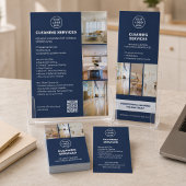 Modern Cleaning Services Logo QR-Code in Marinebla Dankeskarte