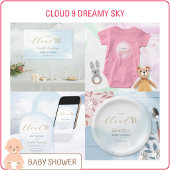Wir sind auf Cloud 9 Elegant Script Blue Baby Show Gästebuch