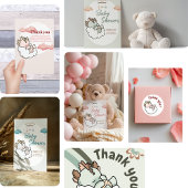 Pastel Pink Cloudy Niedliche Schlafsäugchen Baby D Dankeskarte