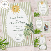 Coastal Chic Sun Palm Tree Wedding QR Code All In One Einladung