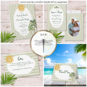 Coastal Chic Sun Palm Tree Wedding QR Code All In One Einladung