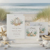 Küstliche Herbst-Pumpkin-Seashell-Hochzeit Menükarte